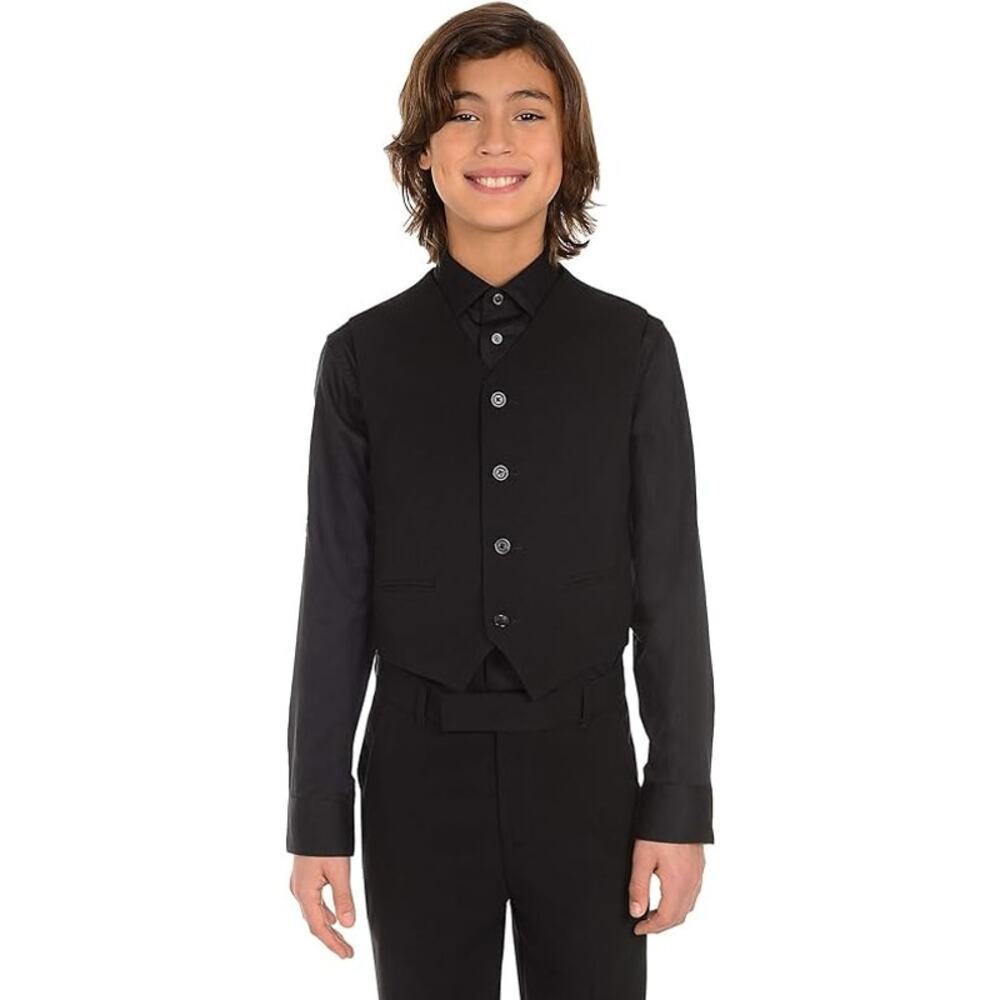 Calvin Klein Boys' Single Breasted Suit Vest Tailored Fit Black Size S NWOT